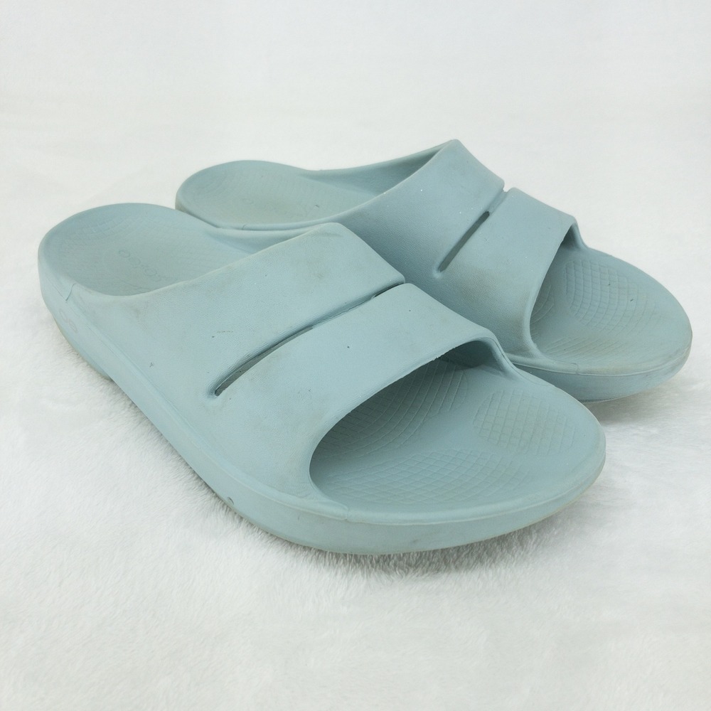 Oofos OOahh Slide Sandal Mens 9 Womens 11 Blue Recovery Comfort Slip On Shoes